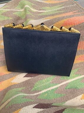 Prestige Vintage Clutch SAFFIANO leather Rare Dark Navy/Black